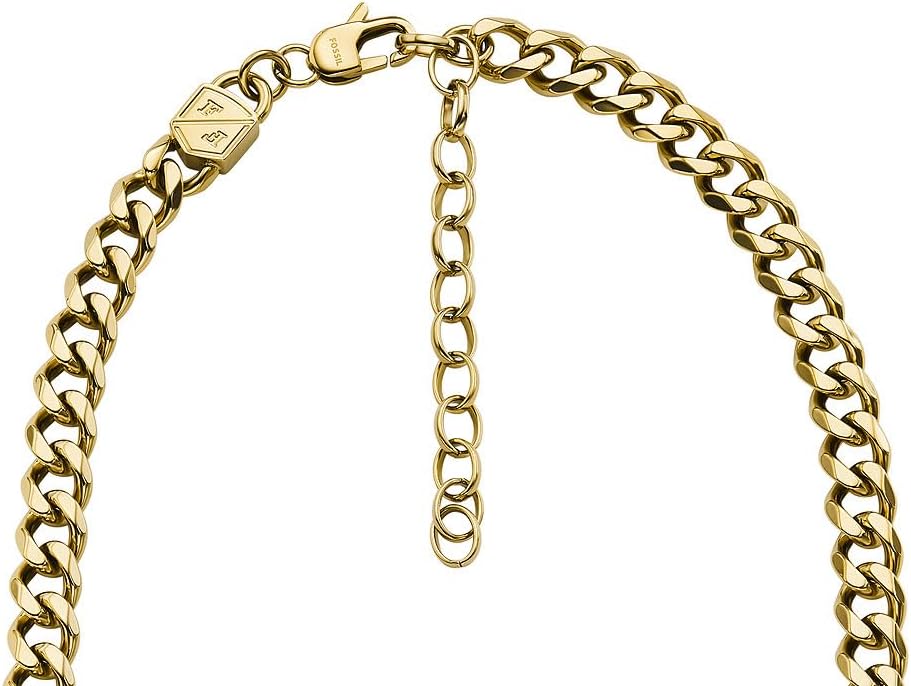 Fossil Halskette für Herren, Kette aus Edelstahl, Gelbgold