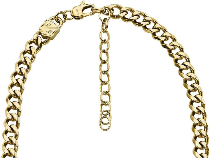 Fossil Halskette für Herren, Kette aus Edelstahl, Gelbgold