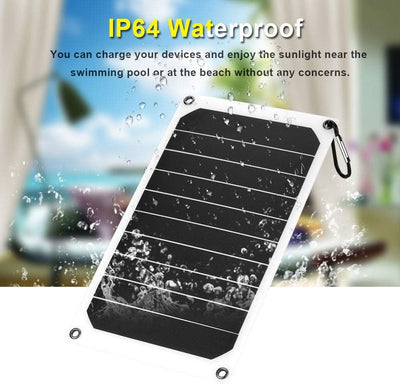 Jadeshay Solar Ladegerät, 10W 5V Solarpanel USB Solar Power Bank IP64 Wasserdichtes Handy-Solarladeg