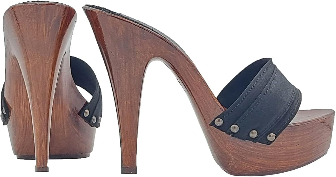 Schwarze Clogs für Frauen mit sehr hohen Absätzen - K9201 Nero (41 EU, SCHWARZ) 41 EU Schwarz, 41 EU