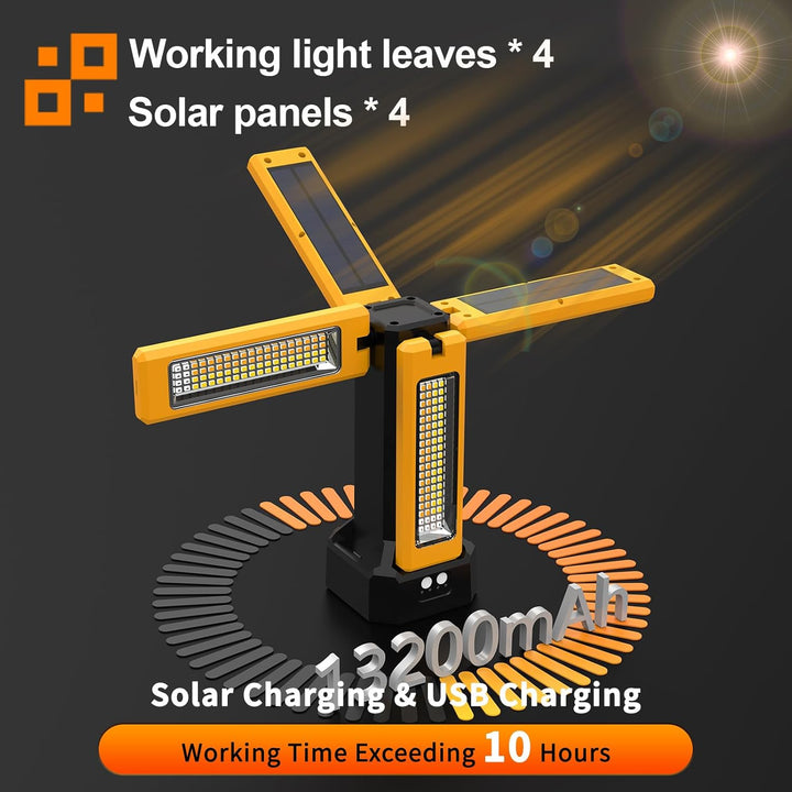 iodoo Solar-Akku LED Baustrahler mit Stativ, 13200mAh Kapazität Akku, 8000 Lumen Helligkeit LED Stra