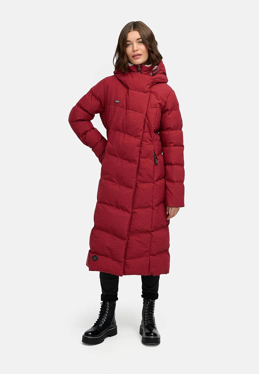 Ragwear Damen atmungsaktiver Wintermantel Warmer wasserdichter Steppmantel lang mit Kapuze Pavla Lon