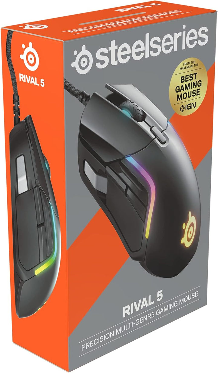 SteelSeries Rival 5 - Gaming-Maus - TrueMove Air Optische Sensor mit 18CPI - 9 programmierbare Taste