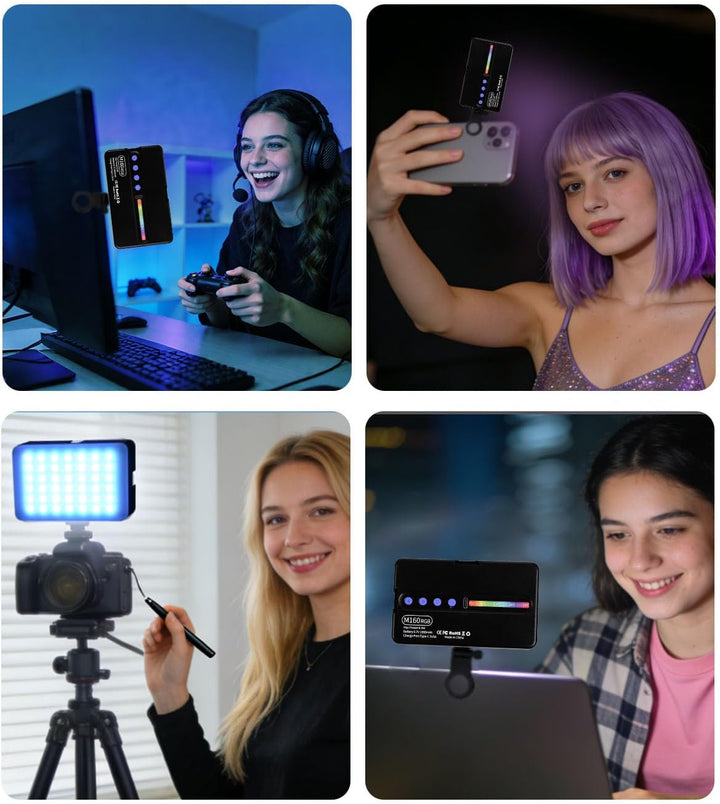 LED Selfie Licht & Handylicht mit Clip – Wiederaufladbares Videolicht 1800mAh für Laptop, TikTok & V