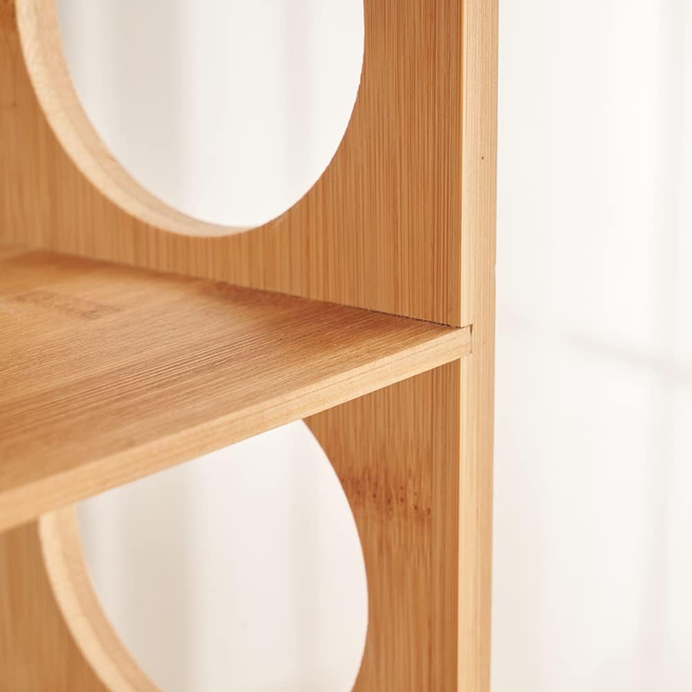 HUOLE Weinregal aus Bambus mit 5 Fächern Holzregal für Wein Flaschenregal modern Regal für Getränke