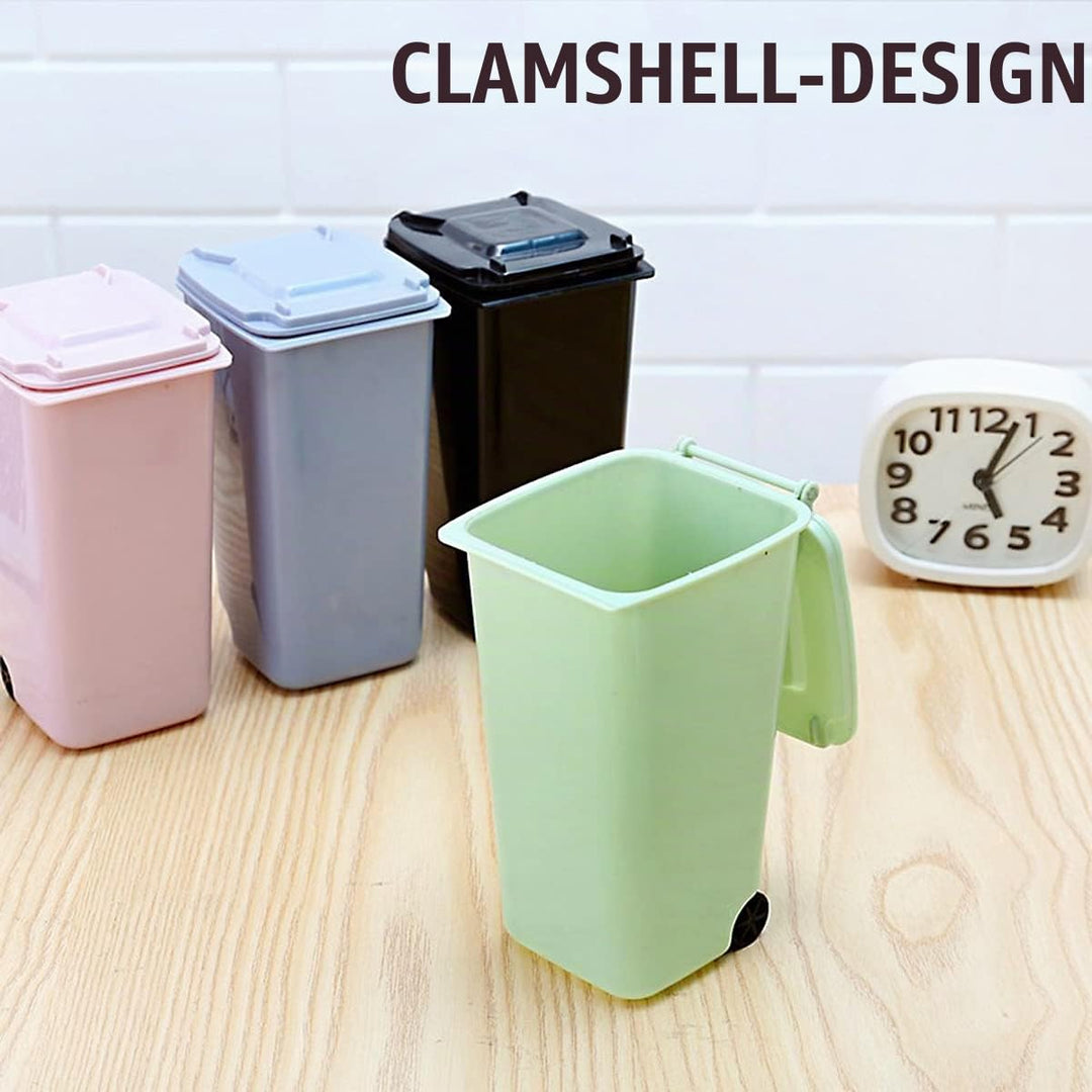 4 Stück Tischmülleimer mit Deckel, Mini Mülleimer, Mini Plastik Tisch Mülltonne, Bad Kosmetikeimer T