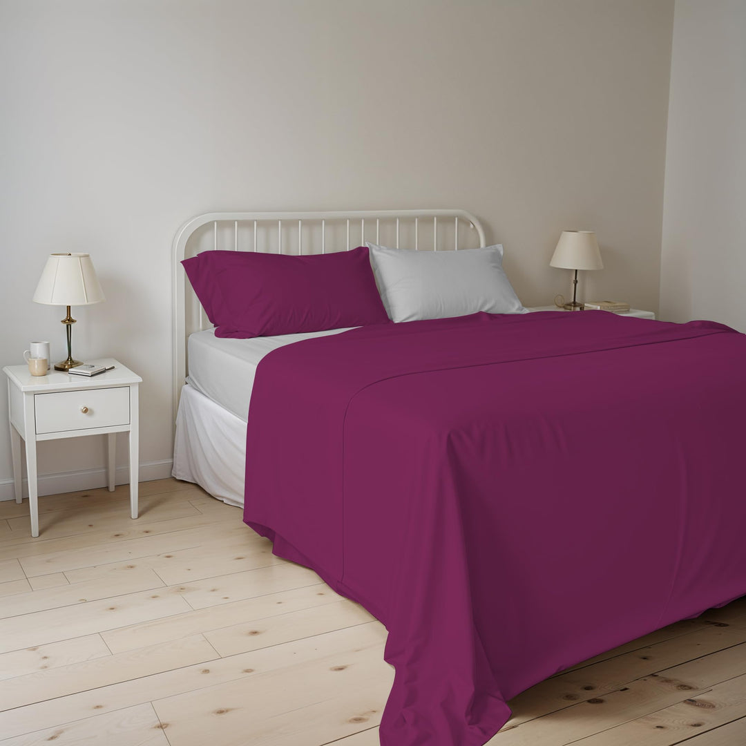 Italienische Bettwäsche Bedding Leinen Fuchsia/Grau Doppel-250 x 300 cm 250 x 300 cm Fucsia/Grigio,