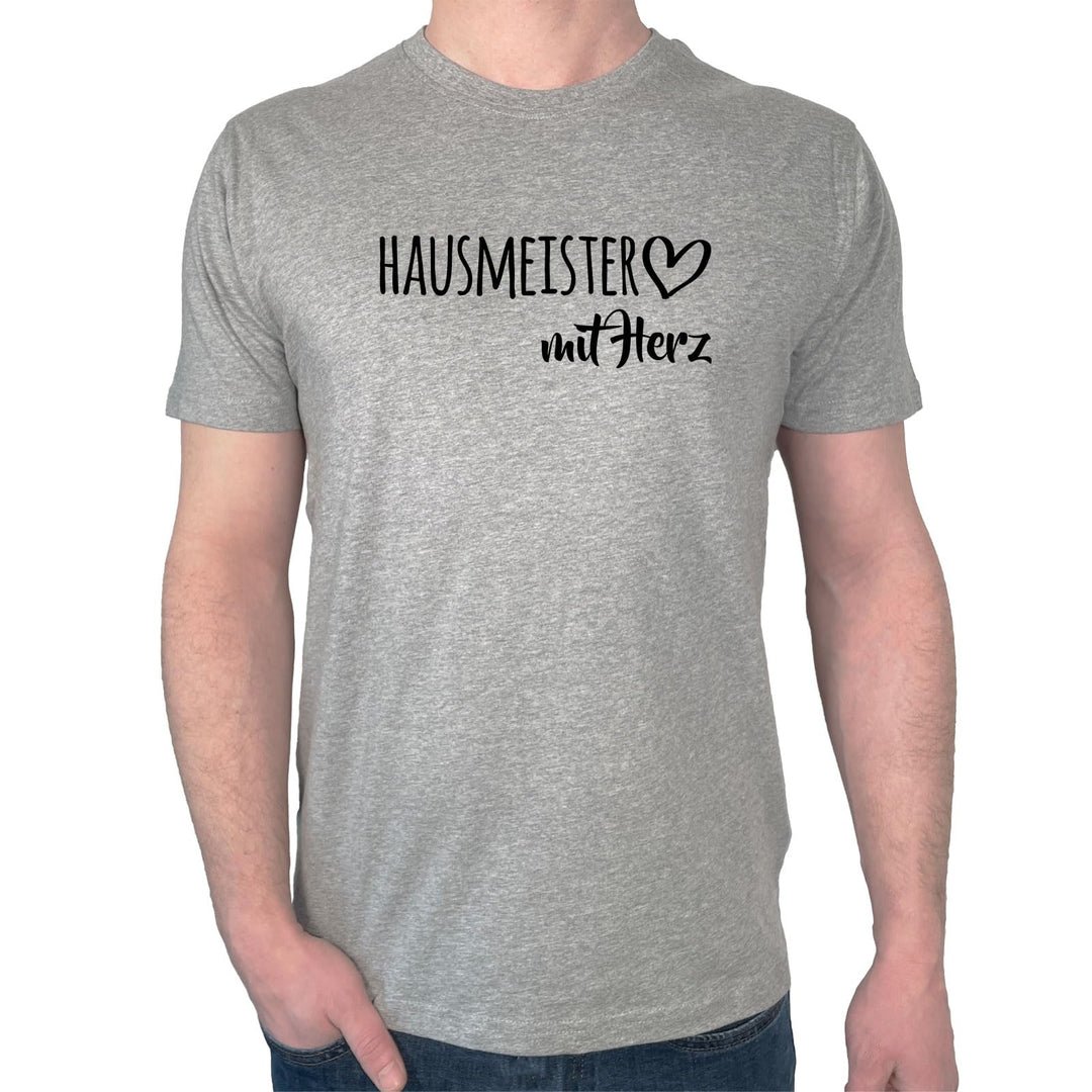 HUURAA Herren T-Shirt Hausmeister mit Herz Bio Baumwolle Fairtrade Oberteil Grösse S-3XL mit Motiv f