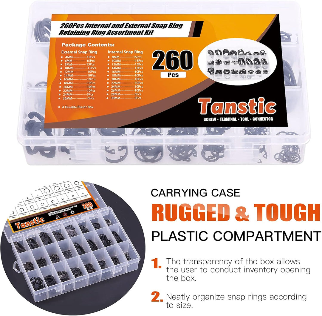 Tanstic Sprengringzange mit Sprengring-Set, 4 Stück, 17,8 cm (7 Zoll), interner und externer Sprengr