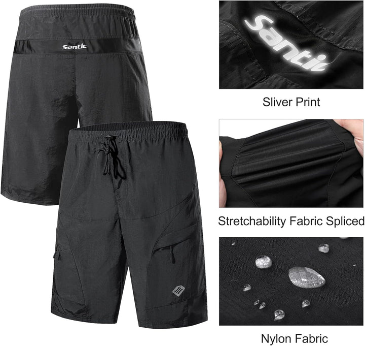 Santic Radlerhose für Herren, Radlerhose, MTB, Rennrad, mit gepolstertem Höschen, für Herren – Boden