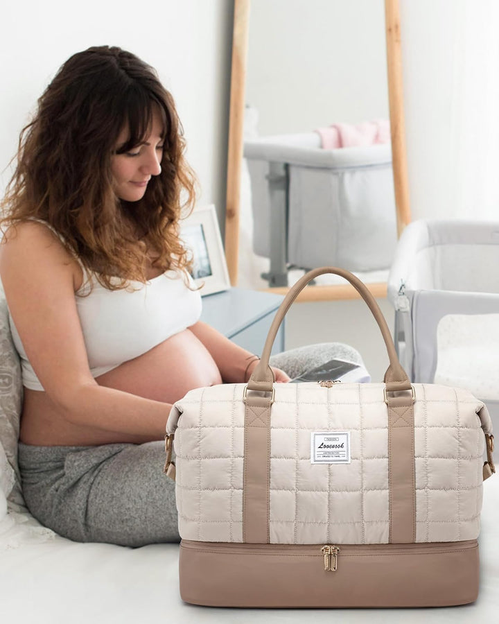 LOVEVOOK Reisetasche Damen, Leicht Puffer Weekender Handgepäck Tasche Kliniktasche Geburt Krankenhau