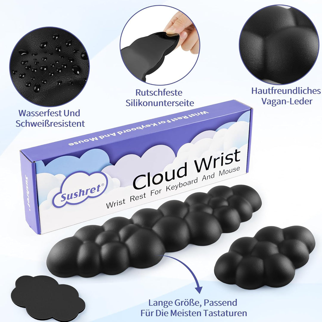 Sushret Wolke Handballenauflage Tastatur, Ergonomisches Wolke Handauflage Tastatur Mit Pu Leder Memo