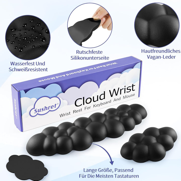 Sushret Wolke Handballenauflage Tastatur, Ergonomisches Wolke Handauflage Tastatur Mit Pu Leder Memo