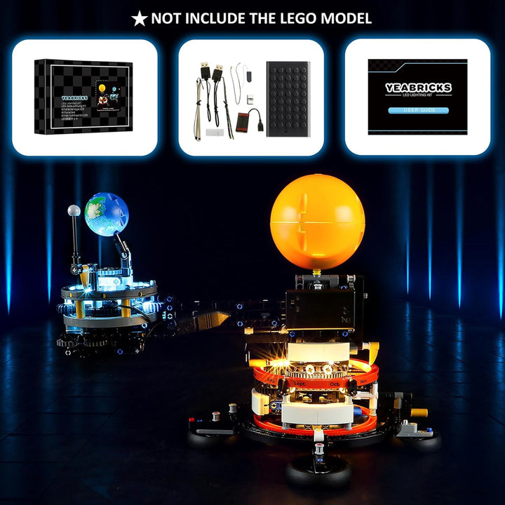 YEABRICKS LED Licht für Lego-42179 Technic Sonne Erde Mond Modell Bausteine Modell (Lego set nicht e
