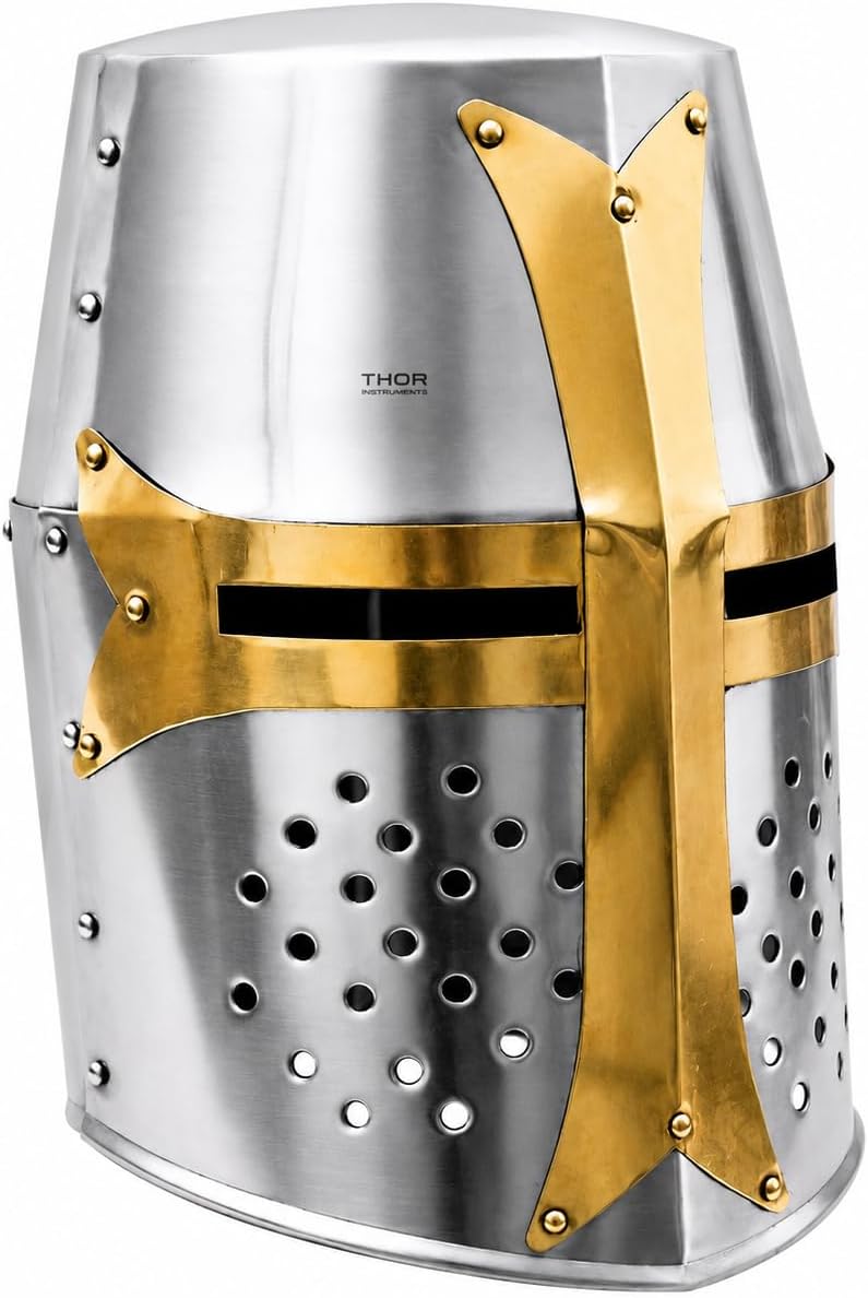 Medieval Knight Brass Crusader Helmet