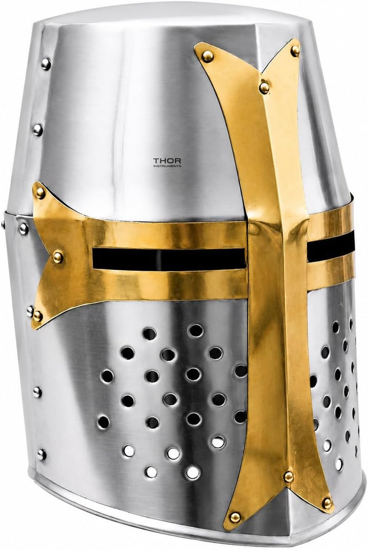 Medieval Knight Brass Crusader Helmet