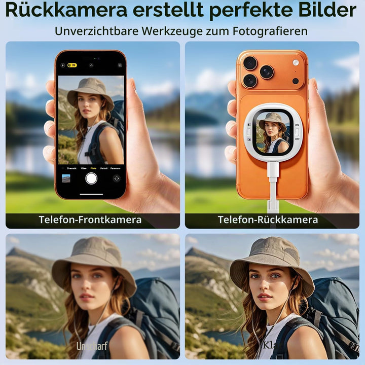 yAyusi Mini Magnetischer Vlog-Selfie-Monitor-Bildschirm für iPhone mit Fernbedienung, Tragbarer Rück
