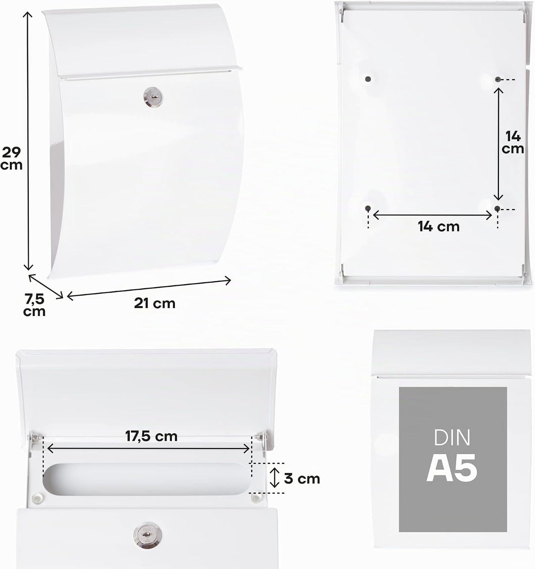 ARREGUI Galan E5961 Briefkasten aus Verzinktem Stahl | Grösse S (DIN A5 Post) | Kleiner Wandbriefkas