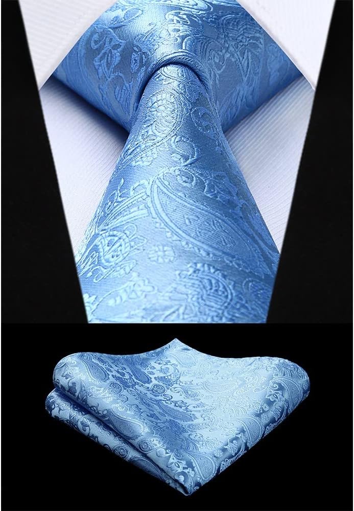 HISDERN Herren Weste Paisley Floral Jacquard Krawatte Einstecktuch Taschentuch Weste Anzug Set XL He