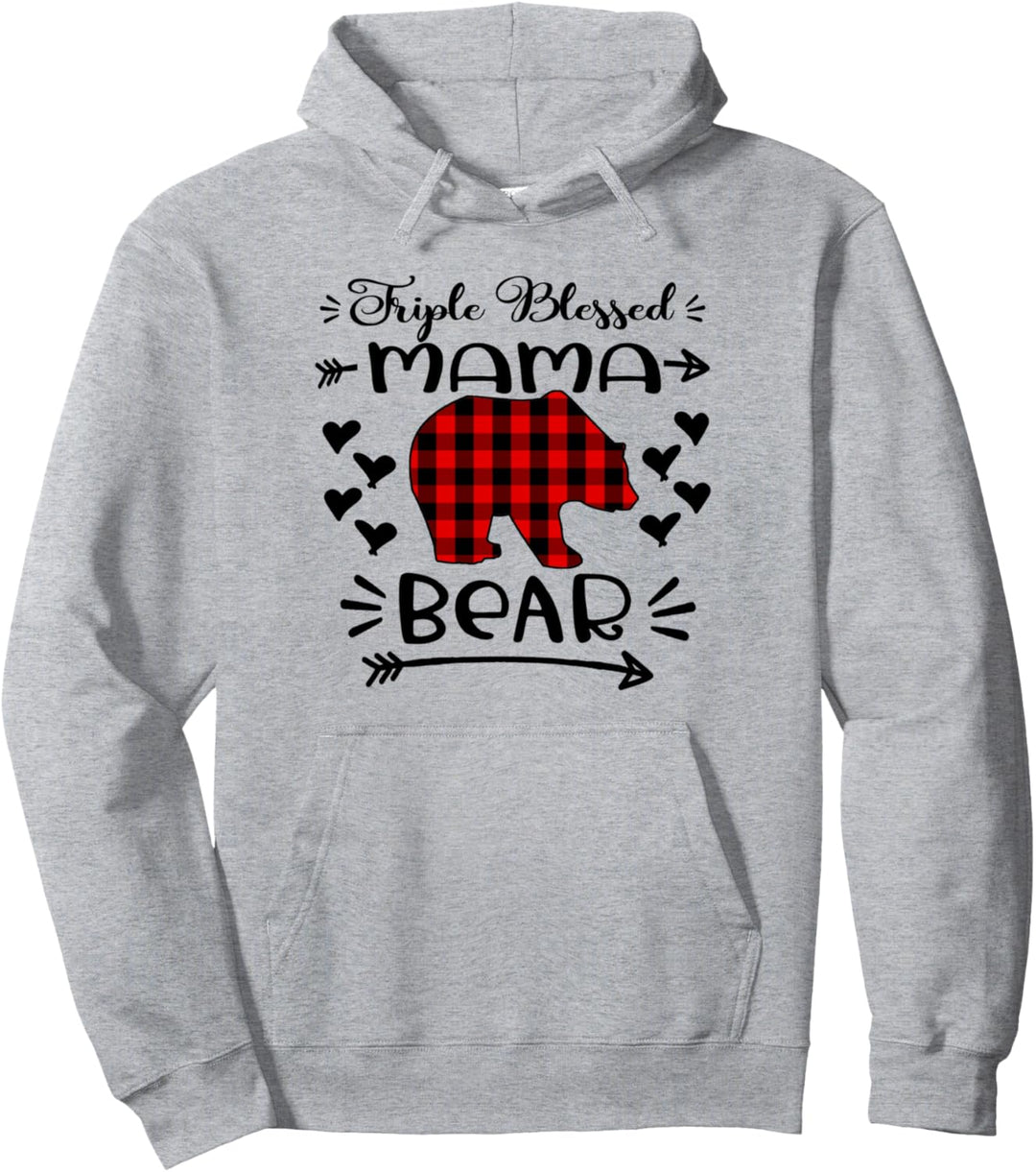 Triple Blessed Mama Bear Shirt für Mütter mit 3 Kindern Pullover Hoodie