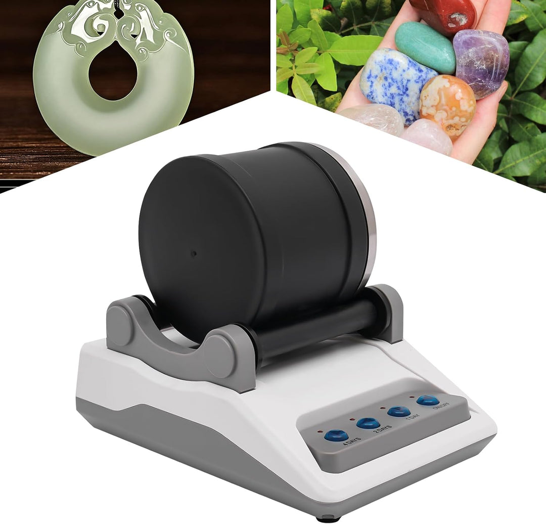 Steinpolierer Rock Tumbler Set, Steinpoliermaschine mit 1/2/4 Tage Timer, Schleifkörnern, Rohsteinen