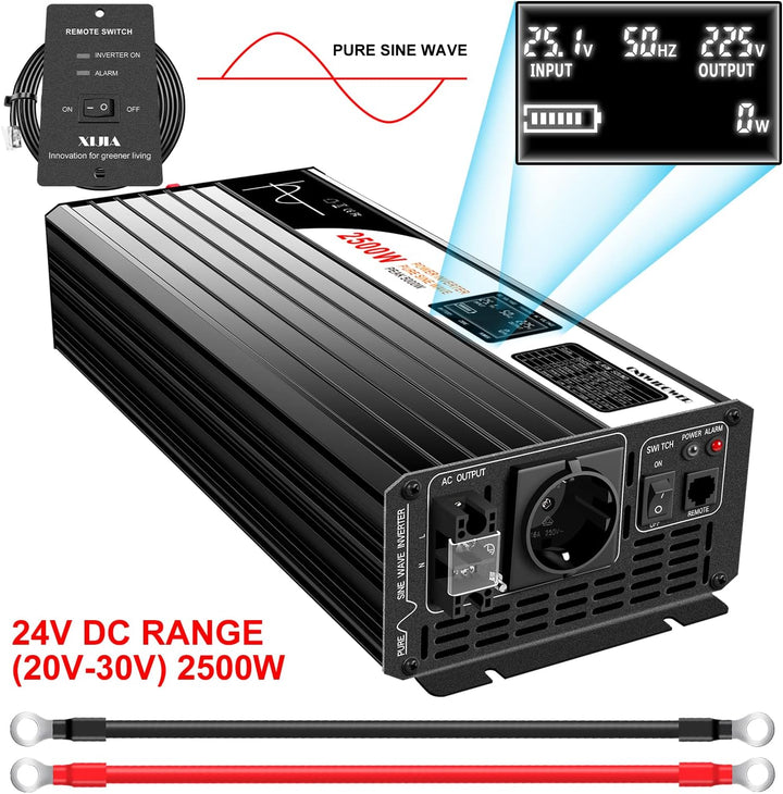 XIJIA LCD-display Wechselrichter 24V reine Sinuswelle zu AC 230V 50Hz LCD-Anzeige Solarenergiekonver
