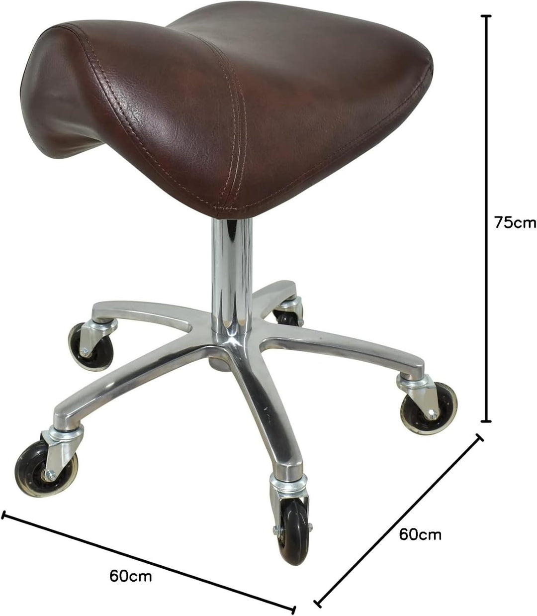 VAKON SALON - Premium Sattelhocker Braun, Sattelstuhl für Rückenentlastung, Rollhocker höhenverstell