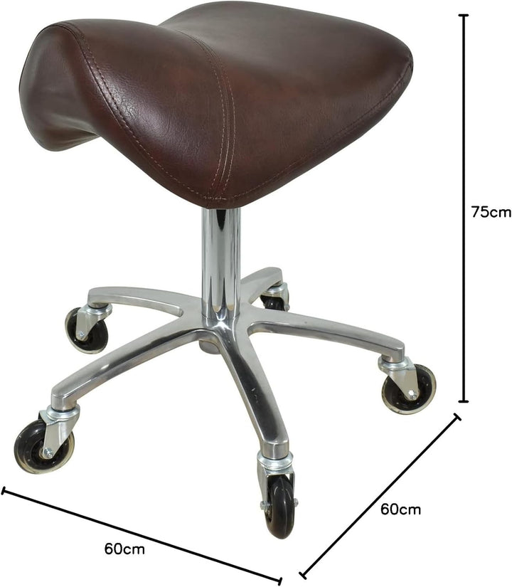 VAKON SALON - Premium Sattelhocker Braun, Sattelstuhl für Rückenentlastung, Rollhocker höhenverstell
