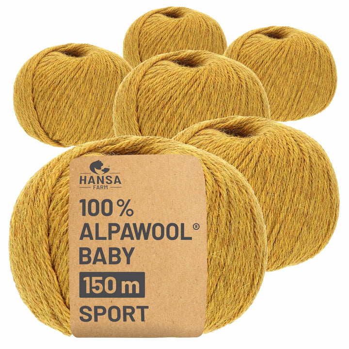 HANSA-FARM | 100% Baby Alpakawolle in 50+ Farben (kratzfrei) - 300g Set (6 x 50g) - weiche Alpaka Wo