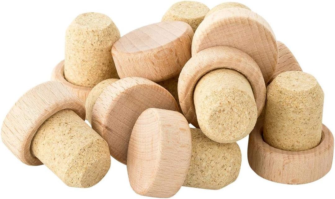 Griffkorken mit Holzgriff 19,5 mm | Holzgriffkorken | Presskork | Agglomeriert | Für Gin, Spirituose