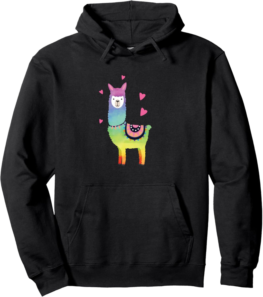Llama Regenbogen Herz Liebe Alpaka Lama Kamel Tier Geschenk Pullover Hoodie