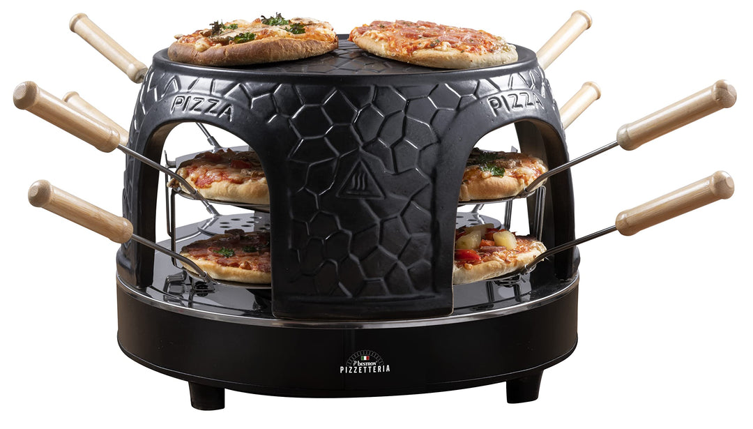 Bestron Pizzaofen für bis zu 8 Personen, Pizza dome für kleine Pizzen (Ø 10 cm), mit Keramik-Kuppel,