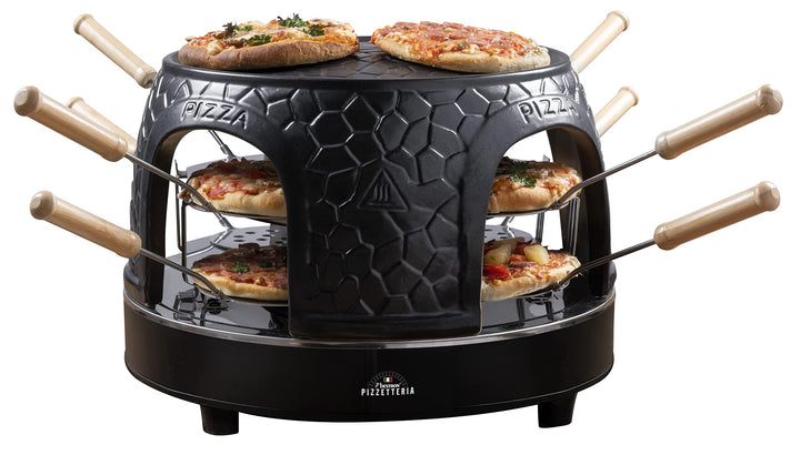 Bestron Pizzaofen für bis zu 8 Personen, Pizza dome für kleine Pizzen (Ø 10 cm), mit Keramik-Kuppel,