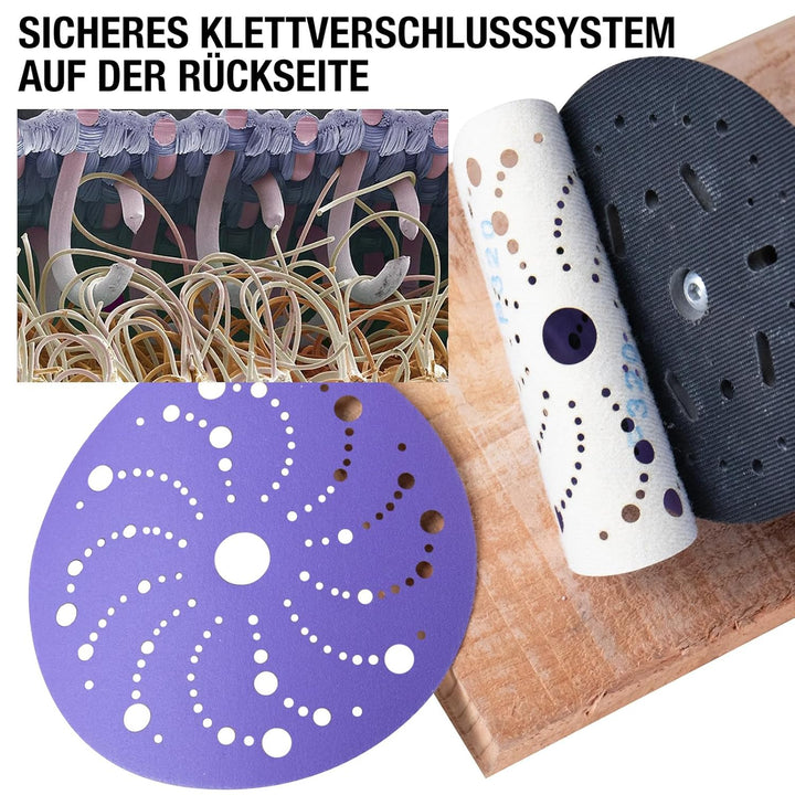 Schleifscheiben 150mm Klett 150 Körnung Keramik Schleifpapier Blau Poröses Schleifscheiben, Exzenter