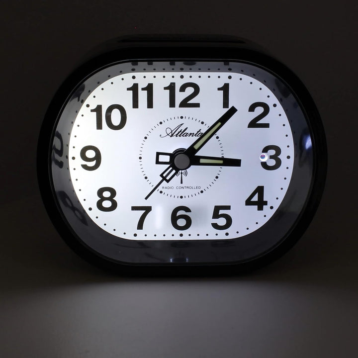 Atlanta Grosser Funkwecker Analog Licht Snooze Crescendo Zahlen - 1867/7 Schwarz, Schwarz
