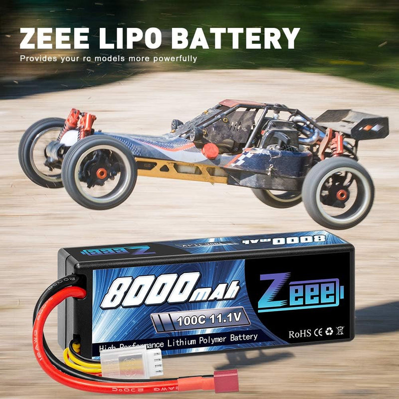 Zeee 3S Lipo Akku 11,1V 8000mAh 100C Hardcase Batterie mit Deans T Stecker für RC Evader BX Auto Car