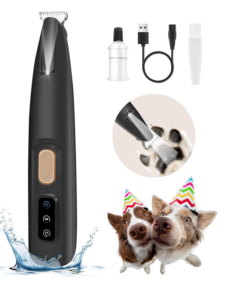 FURBONA Pfotentrimmer für Hunde & Katzen mit LED-Licht – 18 mm breite Klinge, 35 dB leise, LED-Anzei