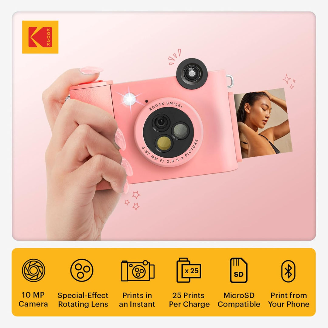 KODAK Smile+ 2-in-1 Digitale Sofortbildkamera & Fotodrucker Geschenkpaket + Tasche + Zink 20 Blatt +