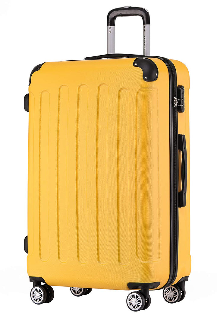 BEIBYE Hartschalen-Koffer Trolley Rollkoffer Reisekoffer Handgepäck 4 Rollen (M-L-XL-Set) (Yellow, X