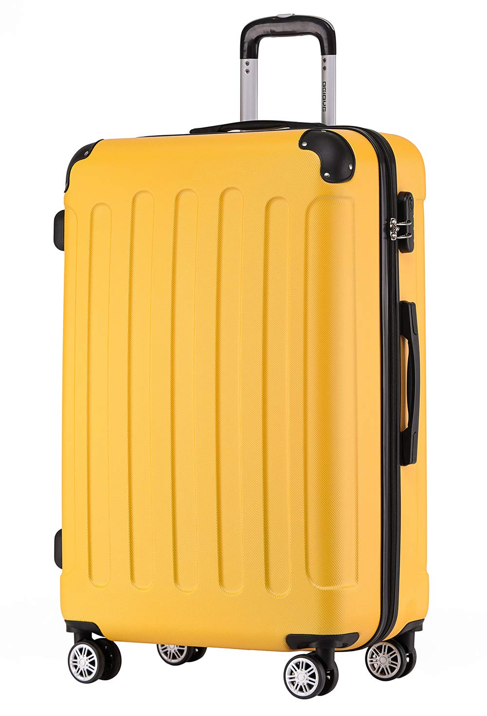 BEIBYE Zwillingsrollen Hardcase Reisekoffer Koffer Trolleys Hartschale in XL-L-M in 14 Farben (Gelb,