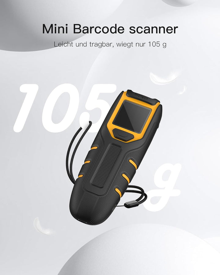 Inateck Tragbarer Barcode Scanner Kabellos 1D mit Display, BCST-49 | Kann Bildschirm Scannen, mit Bl