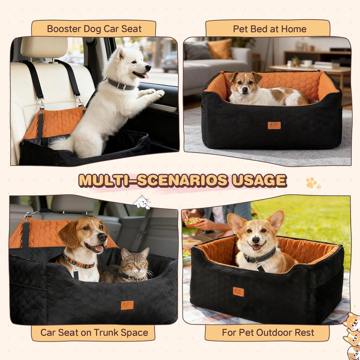 Hunde Autositz für Mittlere/Grosse, Abnehmbarer und Waschbarer Sitzerhöher Hundebett Auto, Inklusive
