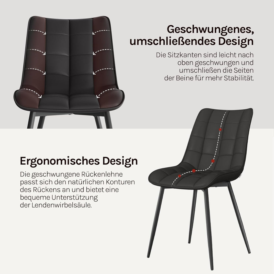 WOLTU Esszimmerstühle 2er Set, für Wohnzimmer Küche Esszimmer, Küchenstühle gepolstert mit Rückenleh