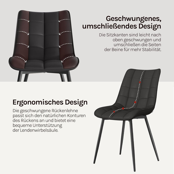 WOLTU Esszimmerstühle 2er Set, für Wohnzimmer Küche Esszimmer, Küchenstühle gepolstert mit Rückenleh