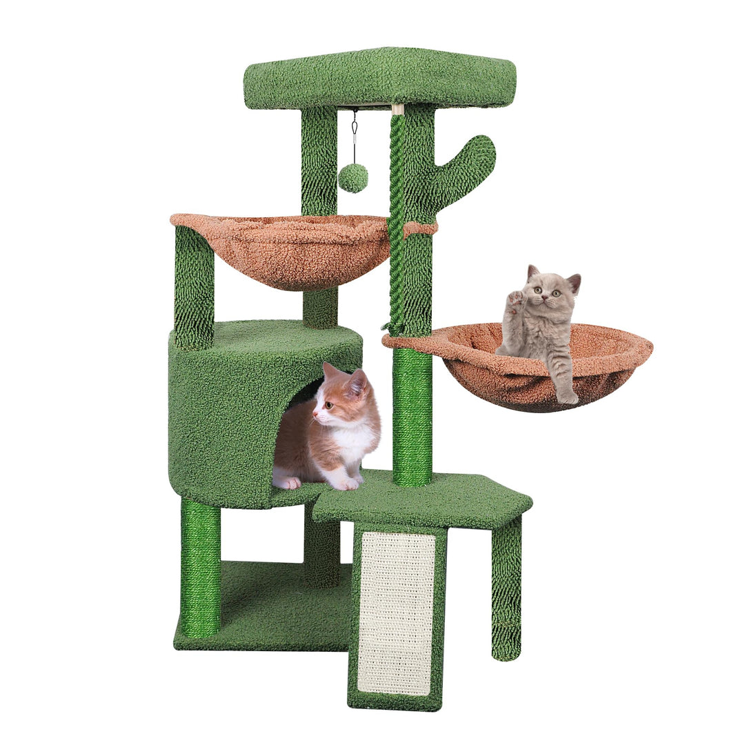 TWDEPART Kratzbaum für Katzen mit Aktivitätscenter, 95cm Kletterbaum Katzenspielzeug mit Spielzeugku