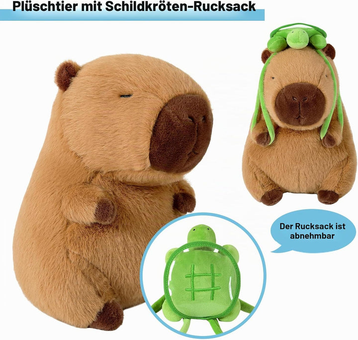 shownicer Plüschtier Capybara Kuscheltier mit Schildkröte Stofftier Kawaii Capybara Plüsch Kissen Sp