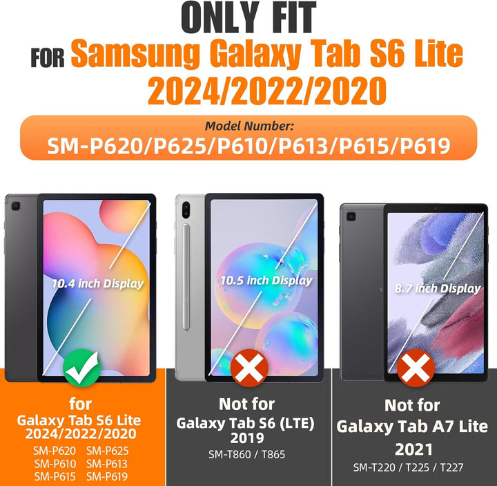 SEYMAC stock Hülle für Samsung Galaxy Tab S6 Lite 10,4 Zoll 2022/2020, Stossfest Schutzhülle mit Bil