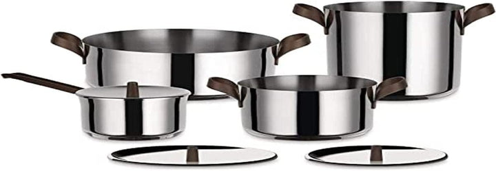 Alessi Edo PU100S7 - Design Topfset aus Edelstahl 18/10, Griffe aus Edelstahl 18/10 Mit PVD Beschich