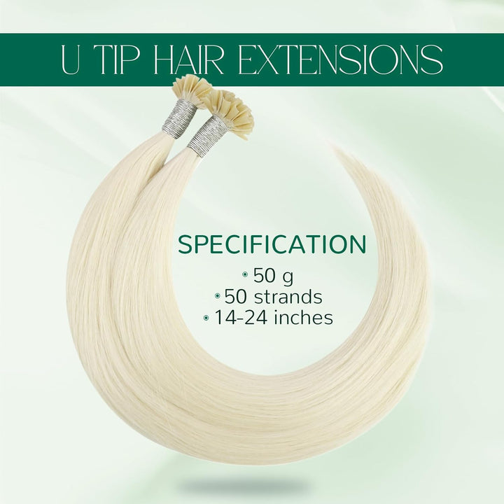 Easyouth Keratin Bonding Haar Extensions Remy Echthaar Utip Fusion Farbe Weiss Blond 18 Zoll 50g/50S