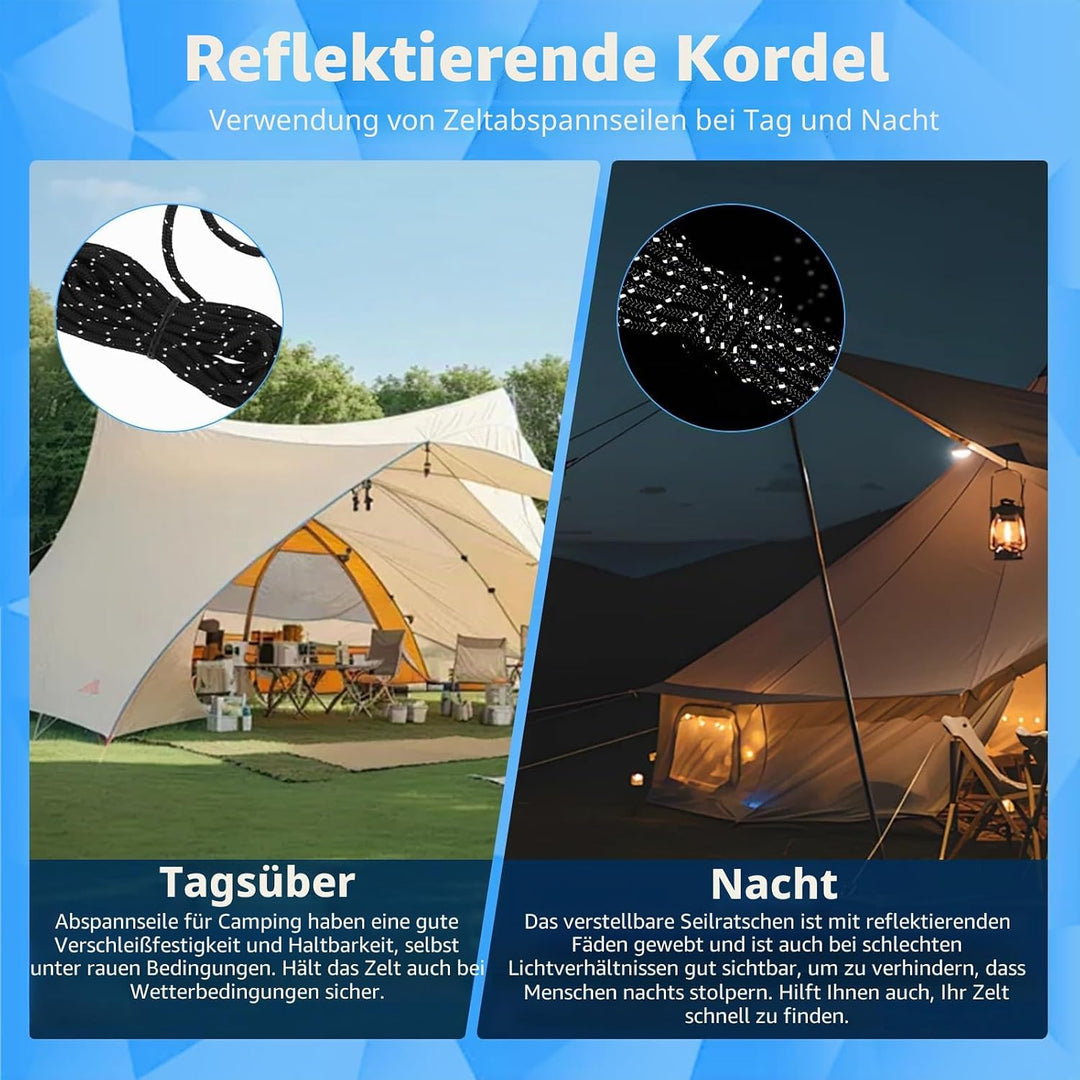 4 Stück 4 M Reflektierend Abspannseile Seil Verstellbarer Seil Ratsche Abspannseile mit seilspanner